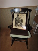 NIU college rocking chair & framed picture.