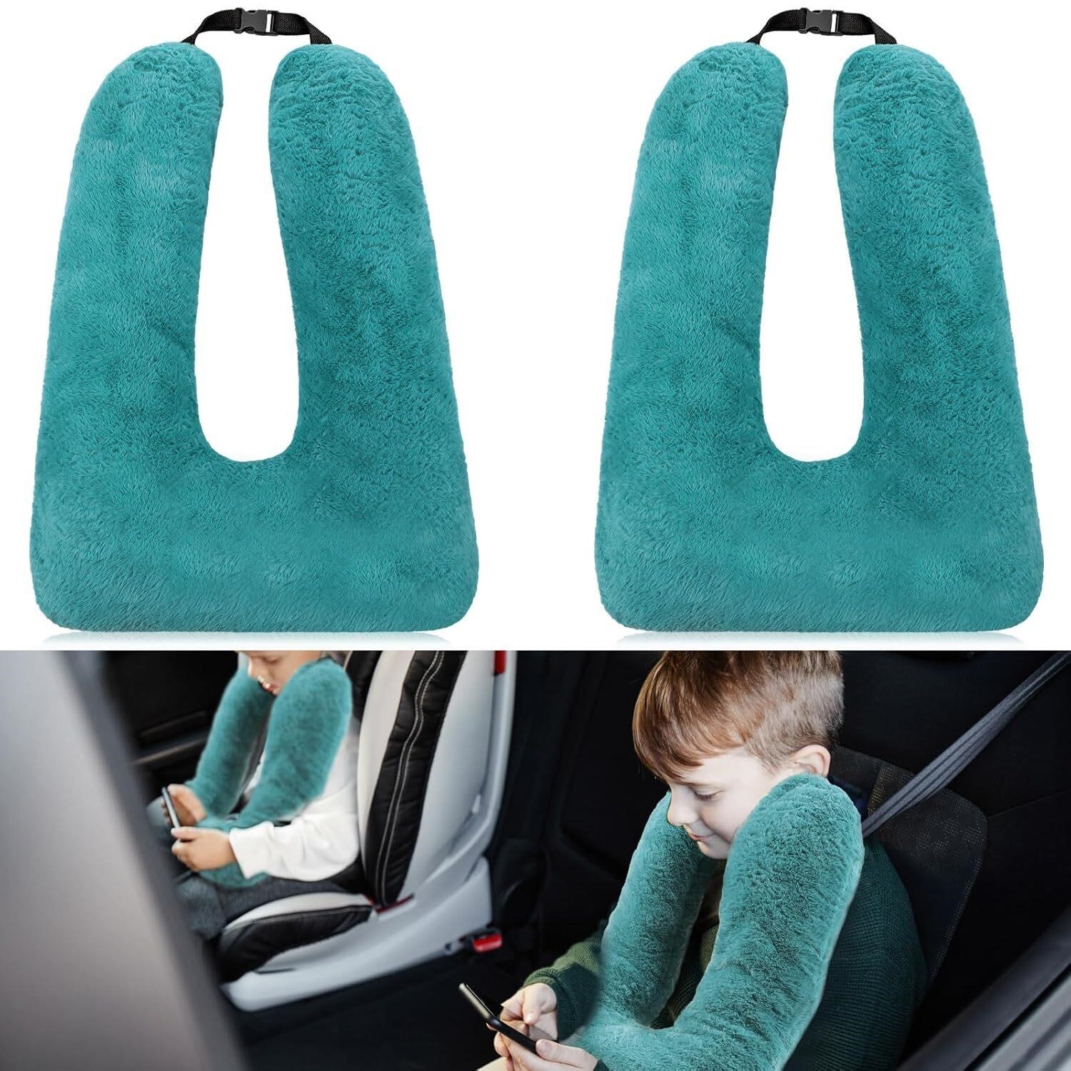 2 Pcs Travel Pillow U Shaped for Car - Turquoise