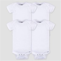 Gerber Baby 4pk Short Sleeve Onesies - White 0-3M