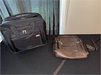 Suitcase and Leather Backpack