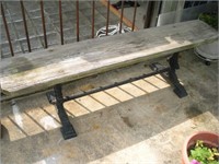 Wood Bench with Cast Iron Legs, 63x11x19