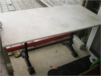 Marble Table top w/Cast Iron Legs, 55x28x29