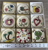 (9) Coasters in 9 Purinton Patterns (RARE)