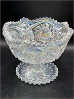 LE SMITH Compote Iridescent clear Carnival Glass