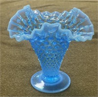 5 1/2" Blue Hobnail Opalescent Vase