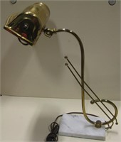 Vtg Treble Shaped Brass Lamp w/ Marble Base