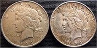 1922 & 1922-D Peace Silver Dollars - Coins