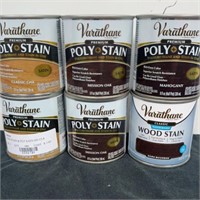 Six new cans of poly stain 8 ounce cans