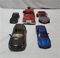 Die Cast corvette & 4 plastic vehicles