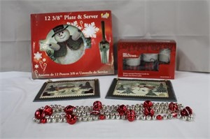 Christmas lot, 12.75" plate & server, new in box,