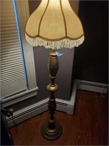 Heavy Brass Floor Lamp w/ Decorative Shade