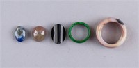 Chinese Assorted Gemstones & Rings 5pc