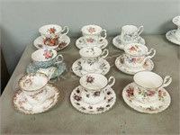 9 Royal Albert china cup & saucers - various