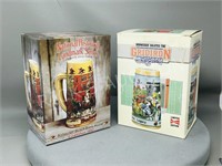 2 Budweiser beer steins in boxes