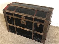 Vintage Wood Bowed Top Steamer Trunk