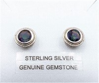 Sterling Silver 6mm Mystic Topaz Bezel Earrings