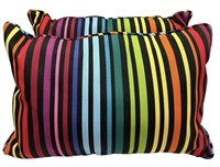 Pair of Brightly Striped Outdoor Pillows