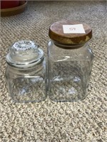 2 glass canisters