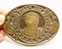 Vtg Gentleman Jim Reeves Bronze Belt Buckle