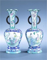 2 Chinese enamel on copper vases.