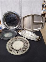 Stainless & plated serving trays