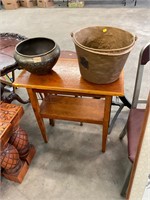 Brass Bucket and Brass Enamel Pot