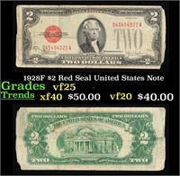 1928F $2 Red Seal United States Note Grades vf+