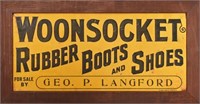 Woonsocket Rubber Boots & Shoes Framed Tin Sign