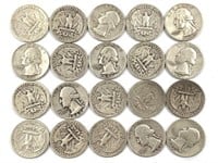 20 Silver Washington Quarters, US Coins