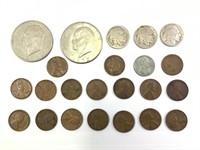 23 US Coins 15 Wheat 1 Steel 2 IH, 3 Buff, 2 Ike