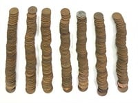 Approx. 350 Wheat Back Pennies, Rolled US Coins