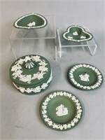 WEDGWOOD GREEN JASPERWARE DRESSER SET