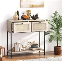 Giantex 31.5'' Console Table with Rattan Drawers