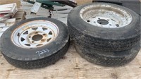 (3) 4.80-12 Trailer Tires w/ 5 Bolt Rims