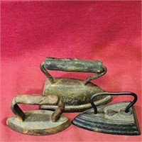 Lot Of 3 Small Decorative Sad Irons (Antique)
