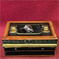 Small Tin Lockbox With Key (Vintage)