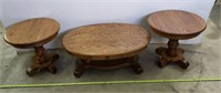 Solid Oak Coffee Table & 2-End Table Set