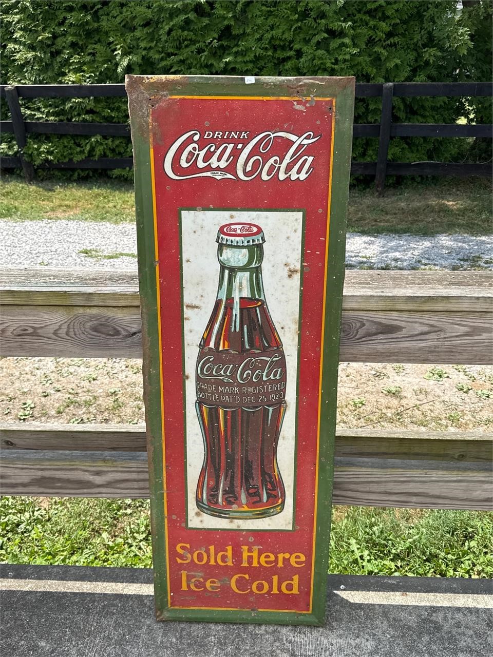 COCA COLA CHRISTMAS BOTTLE VERTICAL SIGN 1931