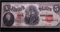 1907 5 DOLLAR US NOTE (WOODCHOPPER)  VF