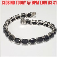 $1300 Silver Sapphire(40ct) Bracelet