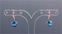 14K White Gold 4.50ct Blue Topaz Earrings CRV $899
