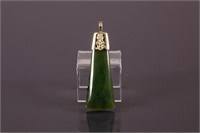 9ct Yellow Gold Floral Bail w/ Green Jade Pendant