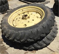 Set of (2) 13.6-38 Tractor Tires and JD Rims.
