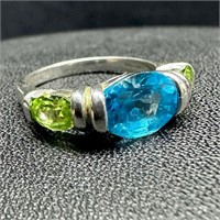 Sterling Topaz Peridot Ring