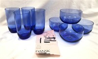 New Dansk Happy Blue Tumblers And Bowls