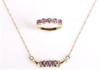 PURPLE SAPPHIRE DIAMOND 10K YELLOW GOLD SET