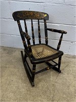 Child's Stencil Decorated Cane Seat Rocking Chair