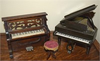 (2) Dollhouse Miniature Pianos w/ Upright & Baby+