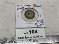 1916 Silver Cuba Dos Centavos Coin