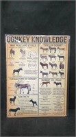 DONKEY KNOWLEDGE 12" x 16" TIN SIGN